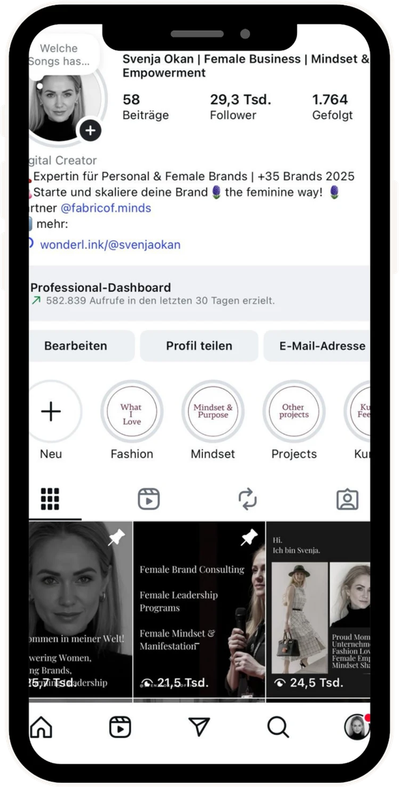 Svenjas Instagram-Profil auf dem Handy